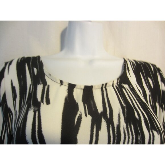 CHARMING CHARLIE black white LS blouse bow back top Women M - Picture 2 of 6